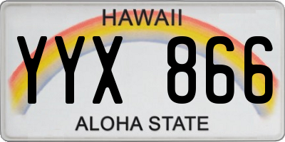HI license plate YYX866