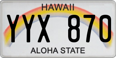 HI license plate YYX870