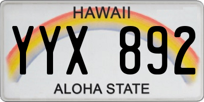 HI license plate YYX892