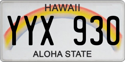 HI license plate YYX930