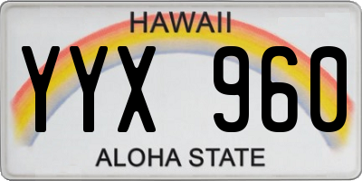 HI license plate YYX960