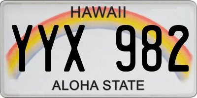 HI license plate YYX982