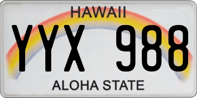 HI license plate YYX988