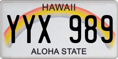 HI license plate YYX989