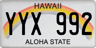 HI license plate YYX992