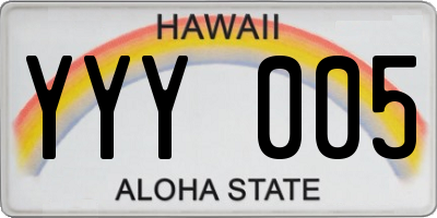 HI license plate YYY005