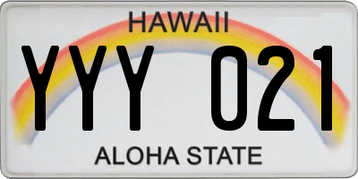 HI license plate YYY021