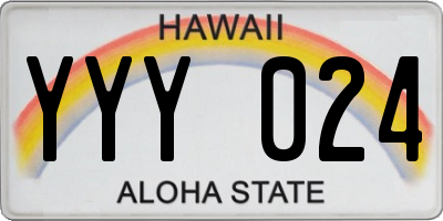 HI license plate YYY024