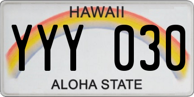 HI license plate YYY030