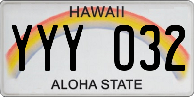 HI license plate YYY032