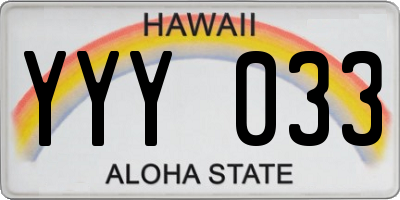HI license plate YYY033