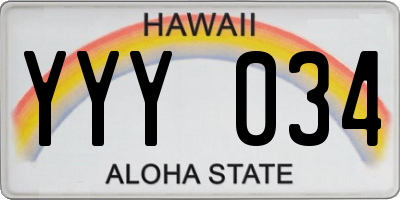 HI license plate YYY034
