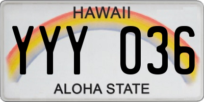 HI license plate YYY036