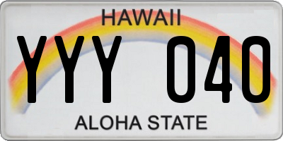 HI license plate YYY040