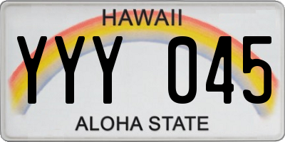 HI license plate YYY045