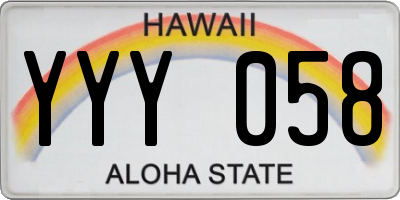 HI license plate YYY058