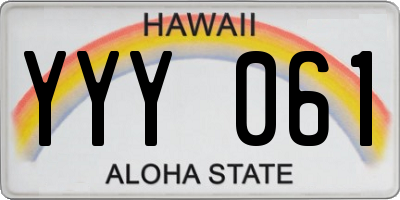 HI license plate YYY061