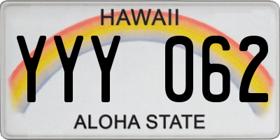 HI license plate YYY062