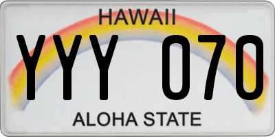 HI license plate YYY070