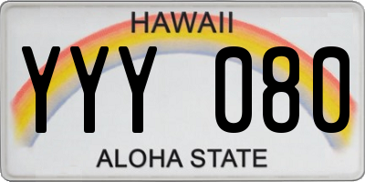 HI license plate YYY080