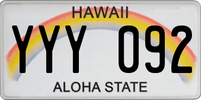 HI license plate YYY092