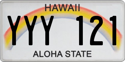 HI license plate YYY121