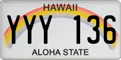 HI license plate YYY136