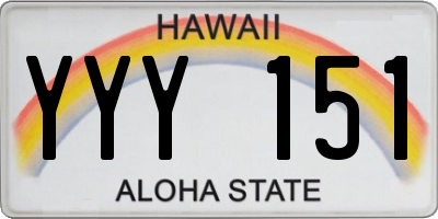 HI license plate YYY151