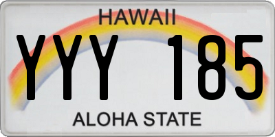 HI license plate YYY185