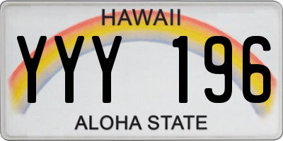 HI license plate YYY196