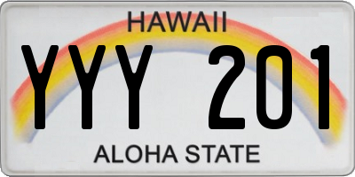 HI license plate YYY201