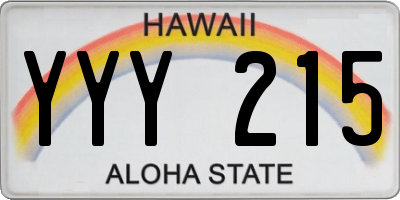 HI license plate YYY215
