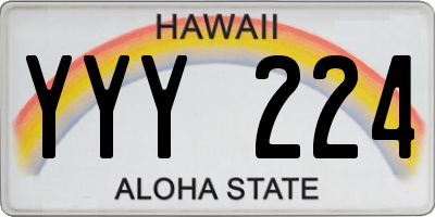 HI license plate YYY224