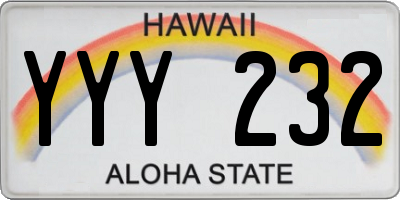 HI license plate YYY232
