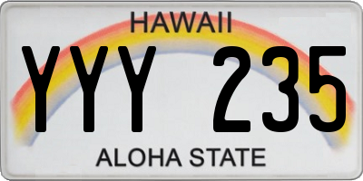 HI license plate YYY235