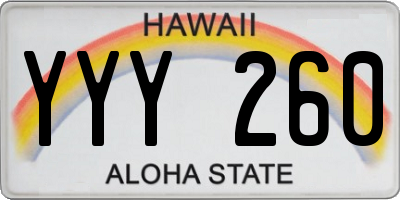HI license plate YYY260