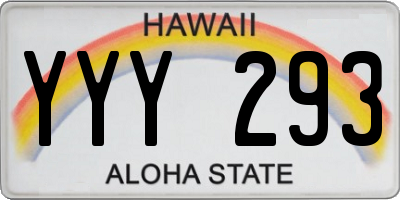 HI license plate YYY293