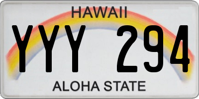 HI license plate YYY294