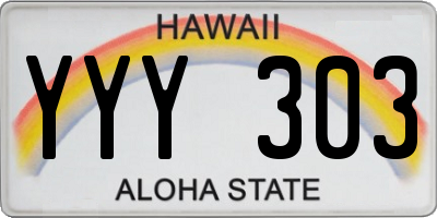 HI license plate YYY303