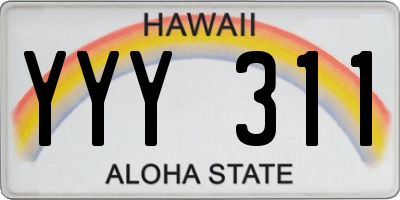 HI license plate YYY311