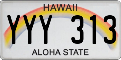 HI license plate YYY313