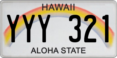 HI license plate YYY321