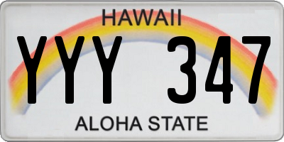 HI license plate YYY347