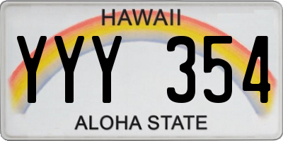HI license plate YYY354