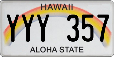 HI license plate YYY357