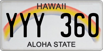 HI license plate YYY360