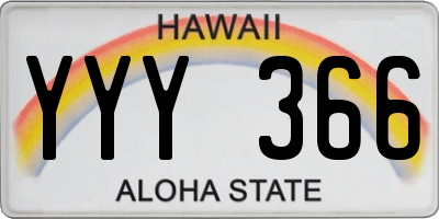 HI license plate YYY366