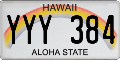 HI license plate YYY384