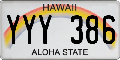 HI license plate YYY386