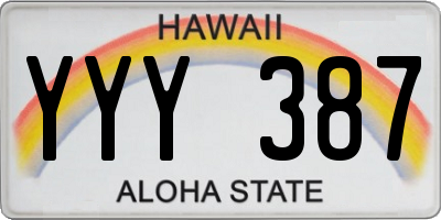 HI license plate YYY387